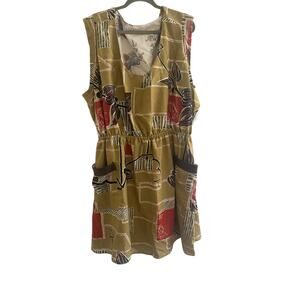 Reclaimed Linen pocket dress with leather trim XXXL New with tags